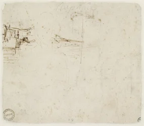 Verso: Landschaftsskizze mit einer kurzen Studie des Kopfes der Jungfrau Maria nach links gedreht, WA1846.152b